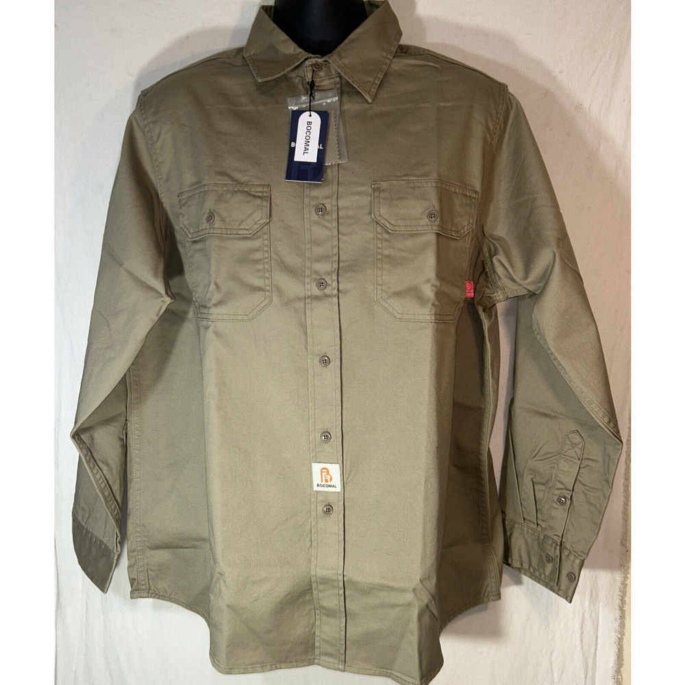 BOCOMAL FR Shirts Flame Resistant 100% C NFPA2112 7.5oz Men's Welding Shirt L
